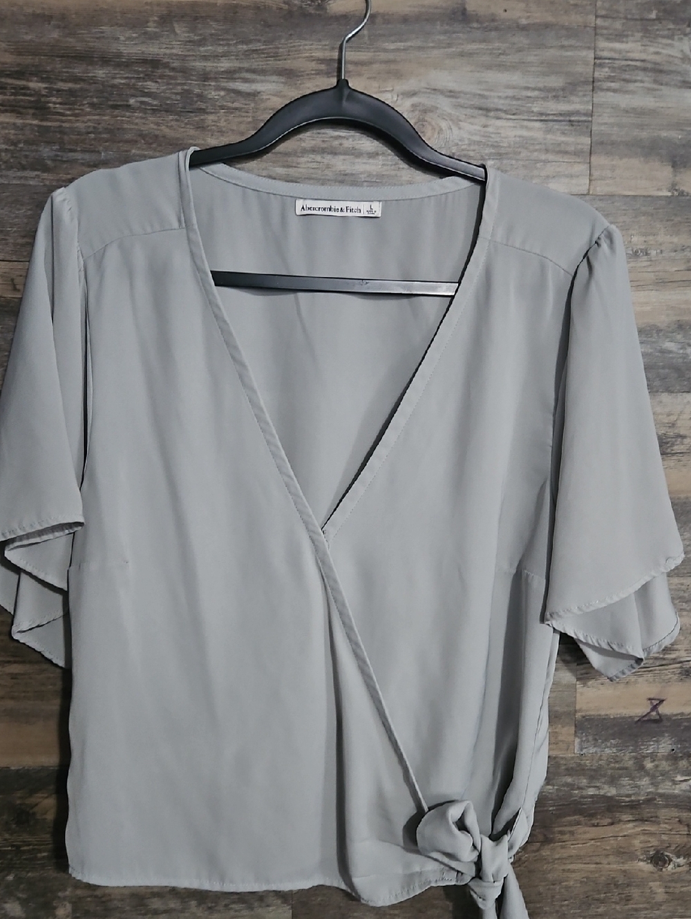 Abercrombie & Fitch Gray Wrap Blouse with Side Tie